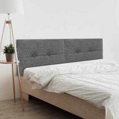 DHOME Tête de lit tapissée en lin naturel double avec boutons, divisée en 2 pièces (lin gris foncé, 190 cm, double (180/190) DHOME Tête de lit tapissée en lin naturel double avec boutons, divisée en 2 pièces (lin gris foncé, 190 cm, double (180/190)