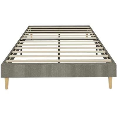 HOMCOM Cadre de Lit 140 x 190 cm avec Sommier à 12 Lattes en Bois, Gris Lit Double Rembourré en Velours Côtelé, Espace de Rangement Au-Dessous, Sans Bruit, 9 Pieds Robustes, Montage Facile HOMCOM Cadre de Lit 140 x 190 cm avec Sommier à 12 Lattes en Bois, Gris Lit Double Rembourré en Velours Côtelé, Espace de Rangement Au-Dessous, Sans Bruit, 9 Pieds Robustes, Montage Facile