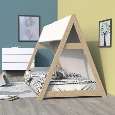 Weber Lit cabane TIPI 70x140 + 1 toile + 1 sommier/Naturel Weber Lit cabane TIPI 70x140 + 1 toile + 1 sommier/Naturel