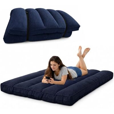 bananair Futon japonais enroulable 2 personnes, épais et confortable, fabriqué en France, housse lavable, lit pliant de sol pratique Matelas pliant, sangle incluse (140 × 190 cm, bleu foncé) bananair Futon japonais enroulable 2 personnes, épais et confortable, fabriqué en France, housse lavable, lit pliant de sol pratique Matelas pliant, sangle incluse (140 × 190 cm, bleu foncé)