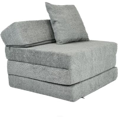 FORTISLINE Matelas pliant, 200 x 70 x 10 cm, avec tête de lit et coussin, lit d'invité dépliable, pour chambre d'enfant et matelas de camping, portable, matelas pliable en tissu peluche, gris clair FORTISLINE Matelas pliant, 200 x 70 x 10 cm, avec tête de lit et coussin, lit d'invité dépliable, pour chambre d'enfant et matelas de camping, portable, matelas pliable en tissu peluche, gris clair