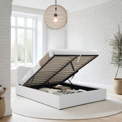 Weber LIT Coffre 140x190 CM Cocoon+ SOMMIER/Tissu Bouclette Blanc Weber LIT Coffre 140x190 CM Cocoon+ SOMMIER/Tissu Bouclette Blanc