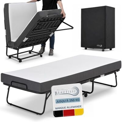 Beautissu lit d'appoint pliant pour adulte jusqu'à 250 kg sur roulettes Beautissu lit d'appoint pliant pour adulte jusqu'à 250 kg sur roulettes