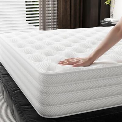 TEENO Matelas Hybride 90×200×28 cm, Mousse à mémoire de Forme, Ressorts ensachés TEENO Matelas Hybride 90×200×28 cm, Mousse à mémoire de Forme, Ressorts ensachés