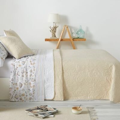 Blanco │ Couvre-lit d'été, lit de 135 cm (+ dimensions disponibles) │ Couleur beige/blanc │ 2 housses de coussin incluses │ Couvre-lit réversible │ Cotton Touch │ Design 152 Blanco │ Couvre-lit d'été, lit de 135 cm (+ dimensions disponibles) │ Couleur beige/blanc │ 2 housses de coussin incluses │ Couvre-lit réversible │ Cotton Touch │ Design 152