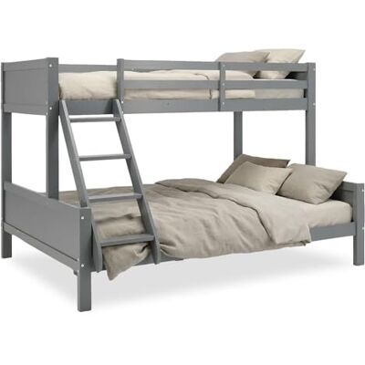 Homestyle4u Lit Superposé 90x200 et 140x200 cm Gris Homestyle4u Lit Superposé 90x200 et 140x200 cm Gris