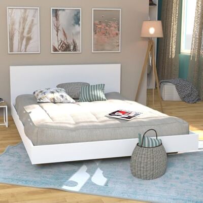 Weber Lit LOFT 160x200 + 1 sommier + tête de lit/Blanc Weber Lit LOFT 160x200 + 1 sommier + tête de lit/Blanc