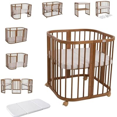 waldin Lit Bébé 7en1, Matelas et Roulettes, Étagère, Vintage waldin Lit Bébé 7en1, Matelas et Roulettes, Étagère, Vintage