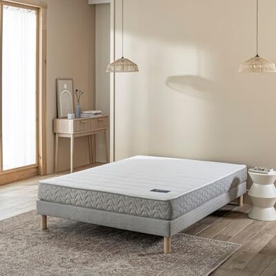 Terre de Nuit Ensemble Matelas Latex & Mousse, sommier tapissier + Pieds Aisance 2.0 160x200 Gris Clair en Bois Gris Clair Terre de Nuit Ensemble Matelas Latex & Mousse, sommier tapissier + Pieds Aisance 2.0 160x200 Gris Clair en Bois Gris Clair