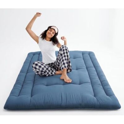 AffinityFurn Futon Tatami Japonais Matelas de Sol Pliable Taille Full 137 * 203cm Bleu Marine Uni, Matelas d'Appoint Enroulable Compact pour Dortoir Étudiant, Chambre d'amis, Camping AffinityFurn Futon Tatami Japonais Matelas de Sol Pliable Taille Full 137 * 203cm Bleu Marine Uni, Matelas d'Appoint Enroulable Compact pour Dortoir Étudiant, Chambre d'amis, Camping