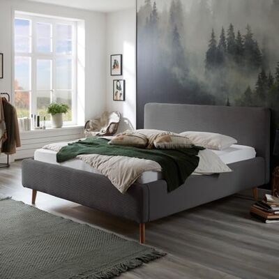 Terre de Nuit Lit rembourré en Velours Anthracite avec tête de lit Lisse 140x200 LT8002 Terre de Nuit Lit rembourré en Velours Anthracite avec tête de lit Lisse 140x200 LT8002