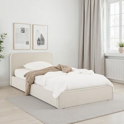 IDIMEX Marini Lit capitonné, lit simple, 90 x 200 cm, blanc crème, avec sommier à lattes, design moderne et structure en bois stable avec pieds en plastique IDIMEX Marini Lit capitonné, lit simple, 90 x 200 cm, blanc crème, avec sommier à lattes, design moderne et structure en bois stable avec pieds en plastique
