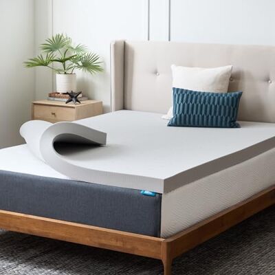 LUCID 3 pouces Surmatelas en mousse à mémoire de forme charbon de bambou Lit simple LUCID 3 pouces Surmatelas en mousse à mémoire de forme charbon de bambou Lit simple