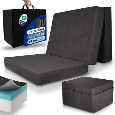 Beautissu matelas pliable avec housse lavable lit d'appoint mousse épaisse Beautissu matelas pliable avec housse lavable lit d'appoint mousse épaisse