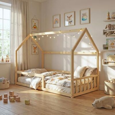 Weber Lit cabane Nemo 90x190 + 1 sommier + barrière/Bois Clair Weber Lit cabane Nemo 90x190 + 1 sommier + barrière/Bois Clair