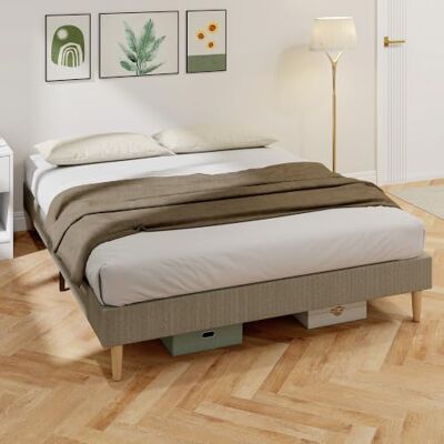 HOMCOM Cadre de Lit 160 x 200 cm avec Sommier à Lattes en Bois, Gris Lit Double Rembourré en Velours Côtelé, Espace de Rangement au-Dessous, Sans Bruit, Montage Facile HOMCOM Cadre de Lit 160 x 200 cm avec Sommier à Lattes en Bois, Gris Lit Double Rembourré en Velours Côtelé, Espace de Rangement au-Dessous, Sans Bruit, Montage Facile