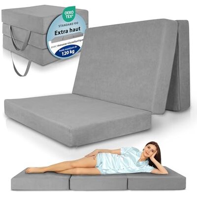 Beautissu Housse de Matelas Pliant de qualité supérieure Sac de Transport Extra épais de 14 cm Matelas en Mousse viscoélastique Dureté H3 Gris Beautissu Housse de Matelas Pliant de qualité supérieure Sac de Transport Extra épais de 14 cm Matelas en Mousse viscoélastique Dureté H3 Gris