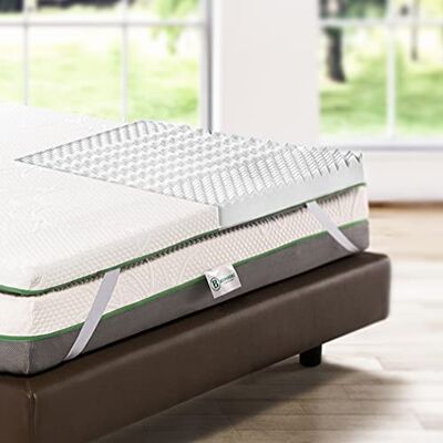 Bedshire Surmatelas Correcteur Français 140 x 190 en Mousse à Mémoire de Forme, Hauteur 6 cm, avec Revêtement Déhoussable Futon Orthopédique, Fabriqué en Italie Bedshire Surmatelas Correcteur Français 140 x 190 en Mousse à Mémoire de Forme, Hauteur 6 cm, avec Revêtement Déhoussable Futon Orthopédique, Fabriqué en Italie