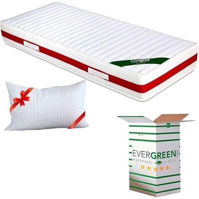 EvergreenWeb Matelas simple 80 x 200 cm en mousse à mémoire de forme et Waterfoam orthopédique de 22 cm de haut avec coussin de lit gratuit, plaque de massage, revêtement blanc déhoussable pour filets et lits EvergreenWeb Matelas simple 80 x 200 cm en mousse à mémoire de forme et Waterfoam orthopédique de 22 cm de haut avec coussin de lit gratuit, plaque de massage, revêtement blanc déhoussable pour filets et lits