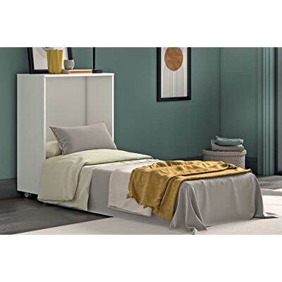 Generico Lit escamotable Magic blanc ciment, peu encombrant, refermable, matelas inclus 100 % fabriqué en Italie Generico Lit escamotable Magic blanc ciment, peu encombrant, refermable, matelas inclus 100 % fabriqué en Italie