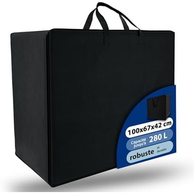 Beautissu sac de transport pratique pour matelas pliable avec fermeture Modèle XL 100x200cm noir housse protection idéale facile rangement robuste Beautissu sac de transport pratique pour matelas pliable avec fermeture Modèle XL 100x200cm noir housse protection idéale facile rangement robuste