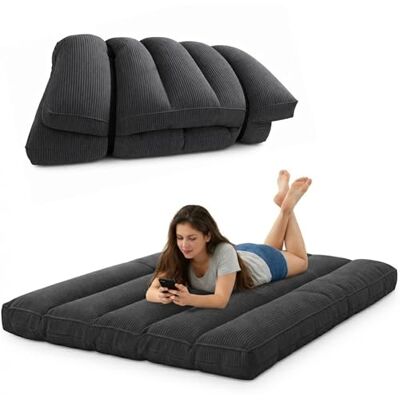 bananair Futon japonais enroulable 2 personnes, épais et confortable, fabriqué en France, housse lavable, lit pliant de sol pratique Matelas pliant, sangle incluse (140 × 190 cm, gris foncé) bananair Futon japonais enroulable 2 personnes, épais et confortable, fabriqué en France, housse lavable, lit pliant de sol pratique Matelas pliant, sangle incluse (140 × 190 cm, gris foncé)