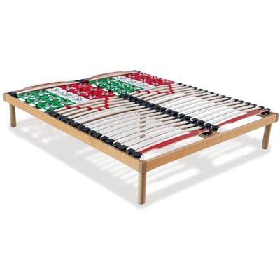 EvergreenWeb Sommier pour lit double 160 x 195 avec dispositif médical déductible, lattes en bois et souches basculantes, orthopédiques, structure de lit renforcée, régulateurs de rigidité 5 pieds EvergreenWeb Sommier pour lit double 160 x 195 avec dispositif médical déductible, lattes en bois et souches basculantes, orthopédiques, structure de lit renforcée, régulateurs de rigidité 5 pieds
