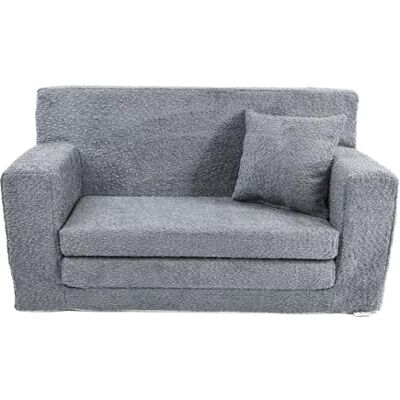 FORTISLINE Canapé pour enfant dépliable 83 x 47 x 43 cm Certifié Oeko-TEX – Canapé-lit de jeu 2 en 1 – Mousse, tissu peluche – Plusieurs motifs (gris) FORTISLINE Canapé pour enfant dépliable 83 x 47 x 43 cm Certifié Oeko-TEX – Canapé-lit de jeu 2 en 1 – Mousse, tissu peluche – Plusieurs motifs (gris)