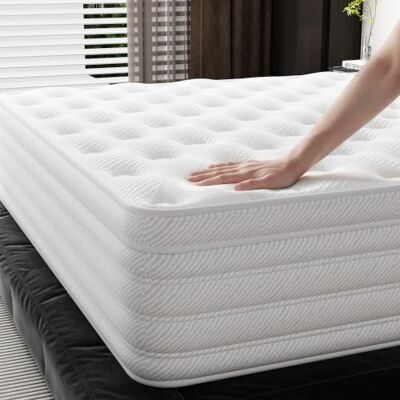 TEENO Matelas Hybride 90×200×32 cm Mousse à mémoire de Forme, Ressorts ensachés TEENO Matelas Hybride 90×200×32 cm Mousse à mémoire de Forme, Ressorts ensachés