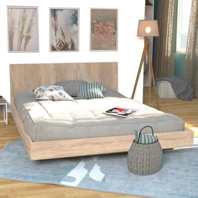 Weber Lit LOFT 160x200 + 1 sommier + tête de lit/Décor Chêne Blanchi Weber Lit LOFT 160x200 + 1 sommier + tête de lit/Décor Chêne Blanchi