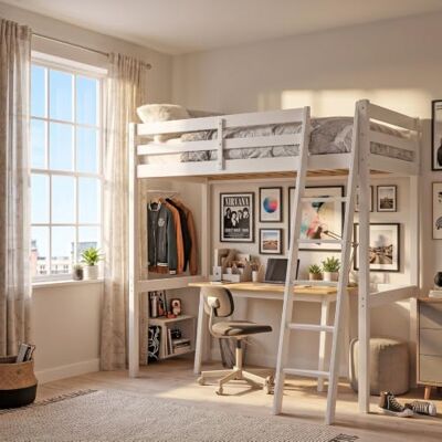 Weber Lit Mezzanine Studio 90x200 + 1 sommier/Blanc Weber Lit Mezzanine Studio 90x200 + 1 sommier/Blanc