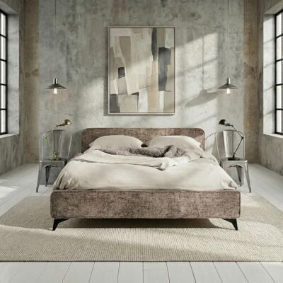 IDIMEX Lit Double LEVERDA 140x190 cm, Revêtement en Tissu, Lit Style Moderne pour 2 Personnes, Cadre de lit en Bois avec sommier Inclus, Brun IDIMEX Lit Double LEVERDA 140x190 cm, Revêtement en Tissu, Lit Style Moderne pour 2 Personnes, Cadre de lit en Bois avec sommier Inclus, Brun