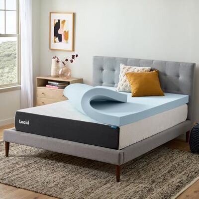 LUCID Surmatelas en mousse à mémoire de forme en gel de 10,2 cm, lit double LUCID Surmatelas en mousse à mémoire de forme en gel de 10,2 cm, lit double