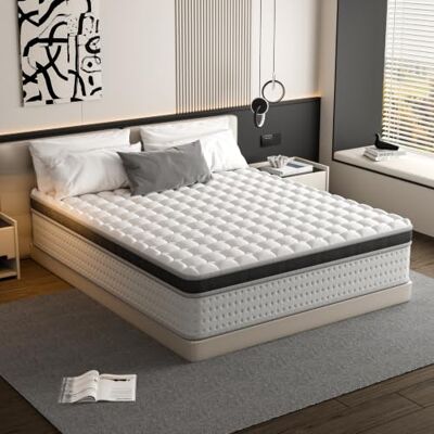 TEENO Matelas Hybride 160x200x30 cm Mousse à mémoire de Forme-Ressorts Ensachés-Hypoallergénique Anti-Pilling TEENO Matelas Hybride 160x200x30 cm Mousse à mémoire de Forme-Ressorts Ensachés-Hypoallergénique Anti-Pilling