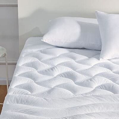 Zone Surmatelas rafraîchissant pour grand lit, housse de matelas zonée de qualité supérieure, protège-matelas rembourré, respirant, lavable, poche profonde de 20,3 à 53,3 cm (blanc, grand lit) Zone Surmatelas rafraîchissant pour grand lit, housse de matelas zonée de qualité supérieure, protège-matelas rembourré, respirant, lavable, poche profonde de 20,3 à 53,3 cm (blanc, grand lit)