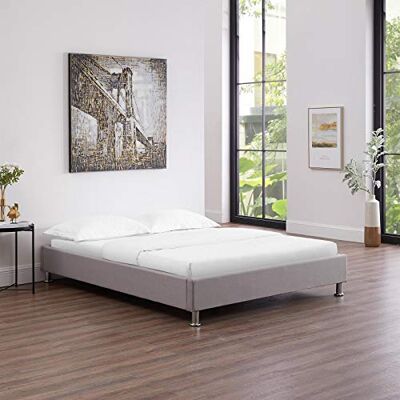 IDIMEX Lit futon Double pour Adulte Nizza Couchage 140 x 190 cm 2 Places / 2 Personnes, avec sommier et Pieds en métal chromé, revêtement en Tissu Gris IDIMEX Lit futon Double pour Adulte Nizza Couchage 140 x 190 cm 2 Places / 2 Personnes, avec sommier et Pieds en métal chromé, revêtement en Tissu Gris