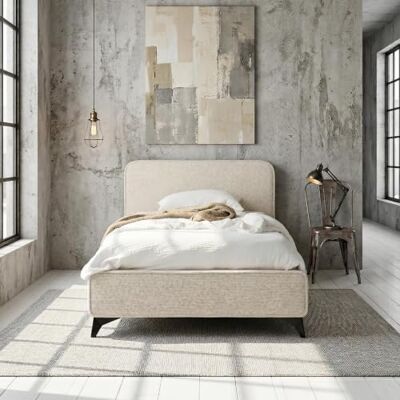 IDIMEX Lit capitonné, lit simple, 90 x 200 cm, blanc, avec sommier à lattes et housse en tissu chenille, design moderne avec cadre en bois solide et pieds en métal IDIMEX Lit capitonné, lit simple, 90 x 200 cm, blanc, avec sommier à lattes et housse en tissu chenille, design moderne avec cadre en bois solide et pieds en métal