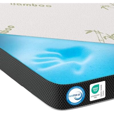 MKS . Surmatelas en gel 80 x 200 cm, H3 avec mousse à mémoire de forme en gel de 7 cm, coussin confortable avec flux d'air 3D, sur-matelas viscoélastique avec housse amovible en bambou MKS . Surmatelas en gel 80 x 200 cm, H3 avec mousse à mémoire de forme en gel de 7 cm, coussin confortable avec flux d'air 3D, sur-matelas viscoélastique avec housse amovible en bambou