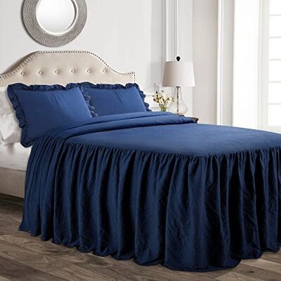 Lush Decor Couvre-lit à volants en polyester, bleu marine, très grand lit Lush Decor Couvre-lit à volants en polyester, bleu marine, très grand lit