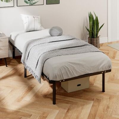 HOMCOM Cadre de lit 90 x 190 cm Lit Simple avec Sommier à Lattes Bois Noir Bois Massif et Pied, 26 cm de Hauteur avec Rangement au-dessous, pas Besoin de Sommier à Ressorts, Assemblage Facile HOMCOM Cadre de lit 90 x 190 cm Lit Simple avec Sommier à Lattes Bois Noir Bois Massif et Pied, 26 cm de Hauteur avec Rangement au-dessous, pas Besoin de Sommier à Ressorts, Assemblage Facile