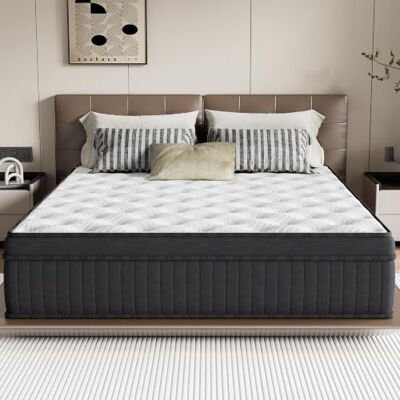TEENO Matelas Hybride 140x200x25cm Ferme Mousse à mémoire de Forme Ressorts ensachés Noir TEENO Matelas Hybride 140x200x25cm Ferme Mousse à mémoire de Forme Ressorts ensachés Noir
