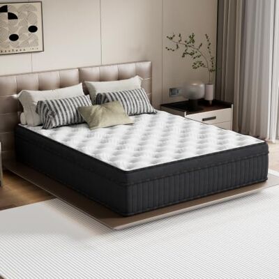 TEENO Matelas Hybride 120x190x30cm Ferme Mousse à mémoire de Forme Ressorts ensachés Noir TEENO Matelas Hybride 120x190x30cm Ferme Mousse à mémoire de Forme Ressorts ensachés Noir