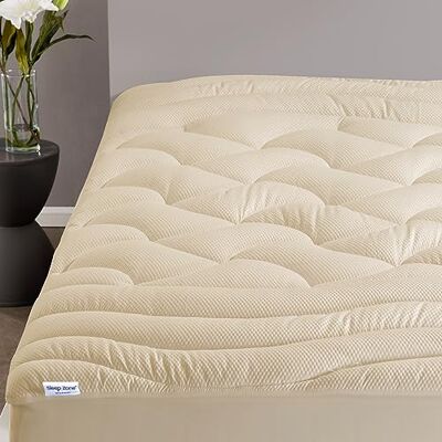 Zone Surmatelas rafraîchissant pour grand lit, housse zonée de qualité supérieure, protège-matelas épais, rembourré, respirant, lavable, poche profonde de 20,3 à 53,3 cm (beige, grand lit) Zone Surmatelas rafraîchissant pour grand lit, housse zonée de qualité supérieure, protège-matelas épais, rembourré, respirant, lavable, poche profonde de 20,3 à 53,3 cm (beige, grand lit)