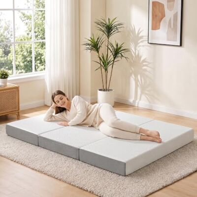 HOMCOM Matelas Pliant en 3 Parties Mousse Mémoire Gel 140x190x15cm Blanc Matelas d'Appoint, Housse Lavable, Poche Latérale, pour Invités, Camping, Voyage, Certifié Oeko-Tex HOMCOM Matelas Pliant en 3 Parties Mousse Mémoire Gel 140x190x15cm Blanc Matelas d'Appoint, Housse Lavable, Poche Latérale, pour Invités, Camping, Voyage, Certifié Oeko-Tex