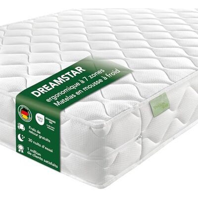 DREAMSTAR Ergo Flex Duo, matelas en mousse froide à 7 zones, hauteur 16 cm, certifié Öko-Tex, niveaux de fermeté 2 et 3, 90 x 200 cm DREAMSTAR Ergo Flex Duo, matelas en mousse froide à 7 zones, hauteur 16 cm, certifié Öko-Tex, niveaux de fermeté 2 et 3, 90 x 200 cm