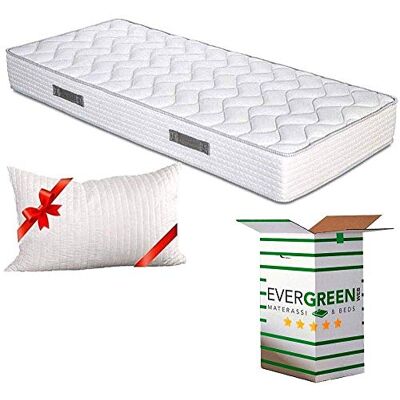 EvergreenWeb Matelas 75 x 190 cm en mousse de polyuréthane Waterfoam, ergonomique, hauteur 20 cm + 1 oreiller en flocons de mousse à mémoire de forme, housse blanche, respirant, orthopédique, effet EvergreenWeb Matelas 75 x 190 cm en mousse de polyuréthane Waterfoam, ergonomique, hauteur 20 cm + 1 oreiller en flocons de mousse à mémoire de forme, housse blanche, respirant, orthopédique, effet