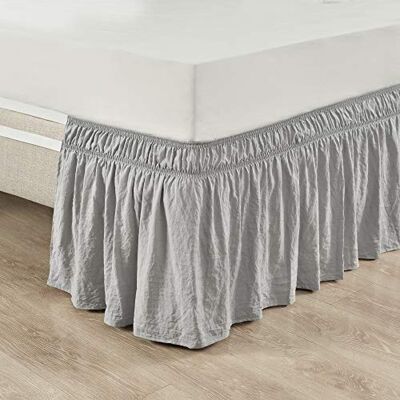 Lush Decor Cache-sommier élastique à volants froncés pour grand lit/très grand lit, gris clair Lush Decor Cache-sommier élastique à volants froncés pour grand lit/très grand lit, gris clair