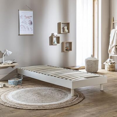 Terre de Nuit Sommier kit Enfant en Bois Massif Blanc cassé 90x200 Terre de Nuit Sommier kit Enfant en Bois Massif Blanc cassé 90x200