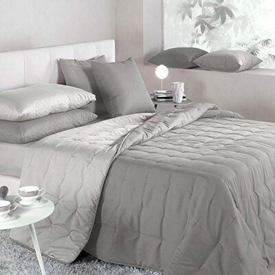 Caleffi Calduccia Mia 100% polyester couleur unie pour lit double gris Caleffi Calduccia Mia 100% polyester couleur unie pour lit double gris