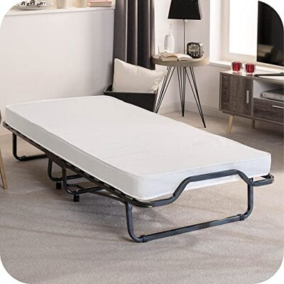 Beautissu lit pliant avec matelas mousse cadre acier sommier lattes Beautissu lit pliant avec matelas mousse cadre acier sommier lattes